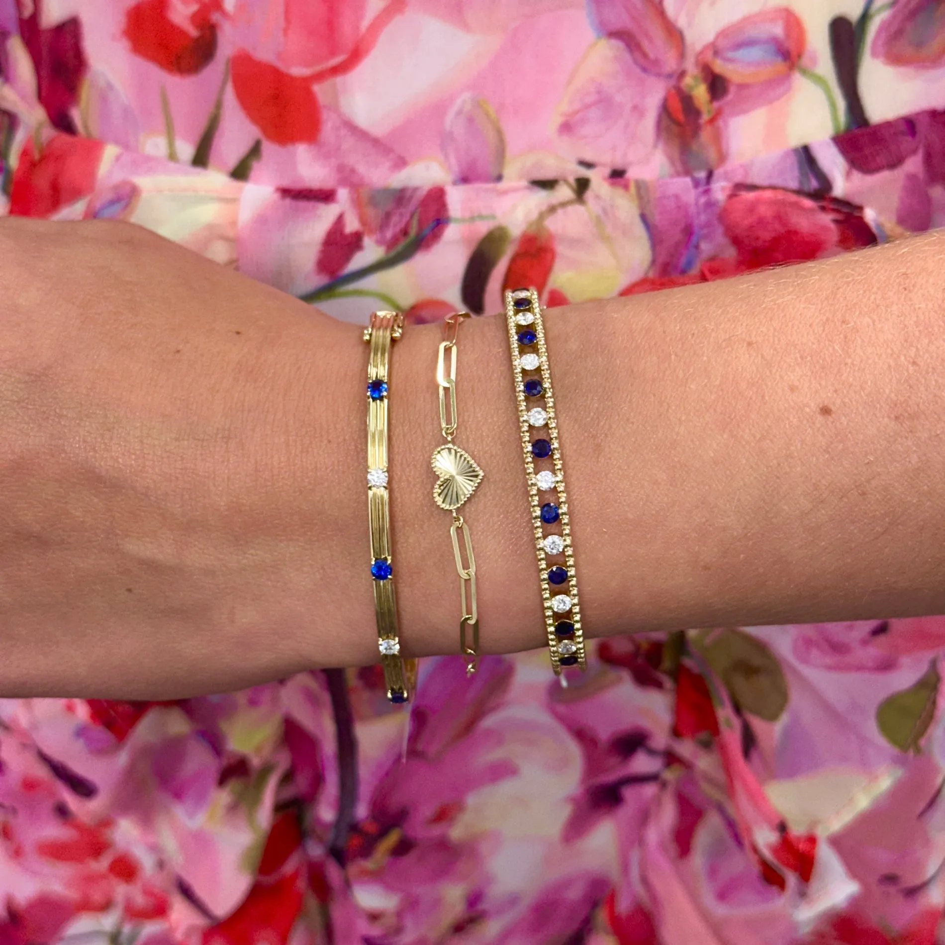 Beaded Border Heart & Paper Clip Bracelet