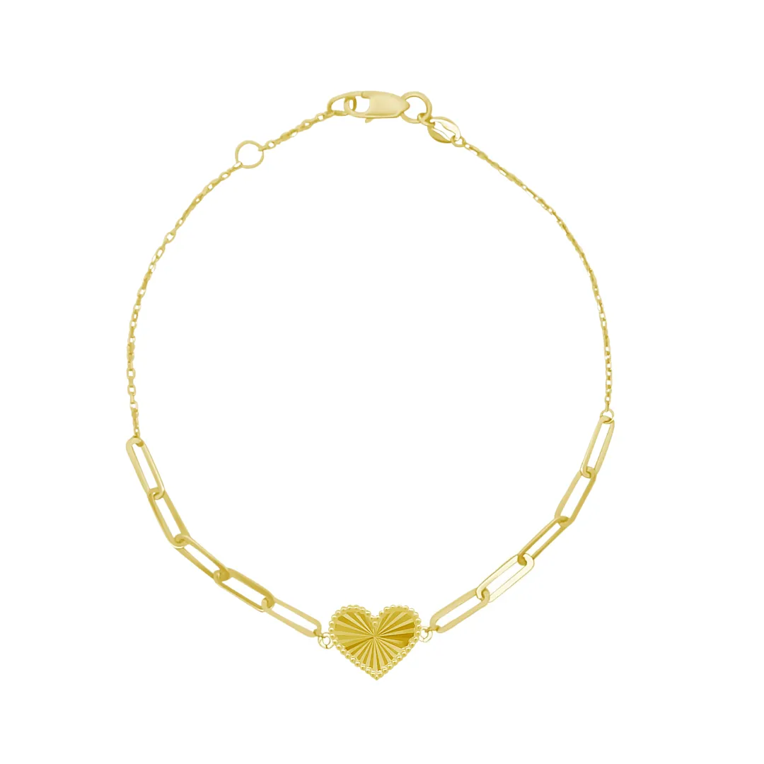 Beaded Border Heart & Paper Clip Bracelet