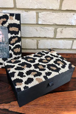 Beaded Leopard Patterned Trinket Box