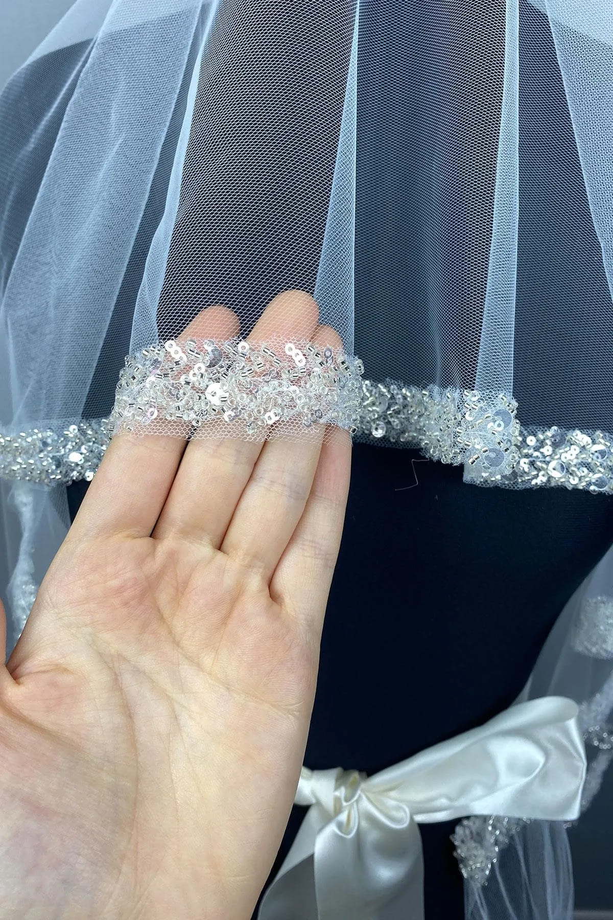 Beaded Sequined Bridal Veil