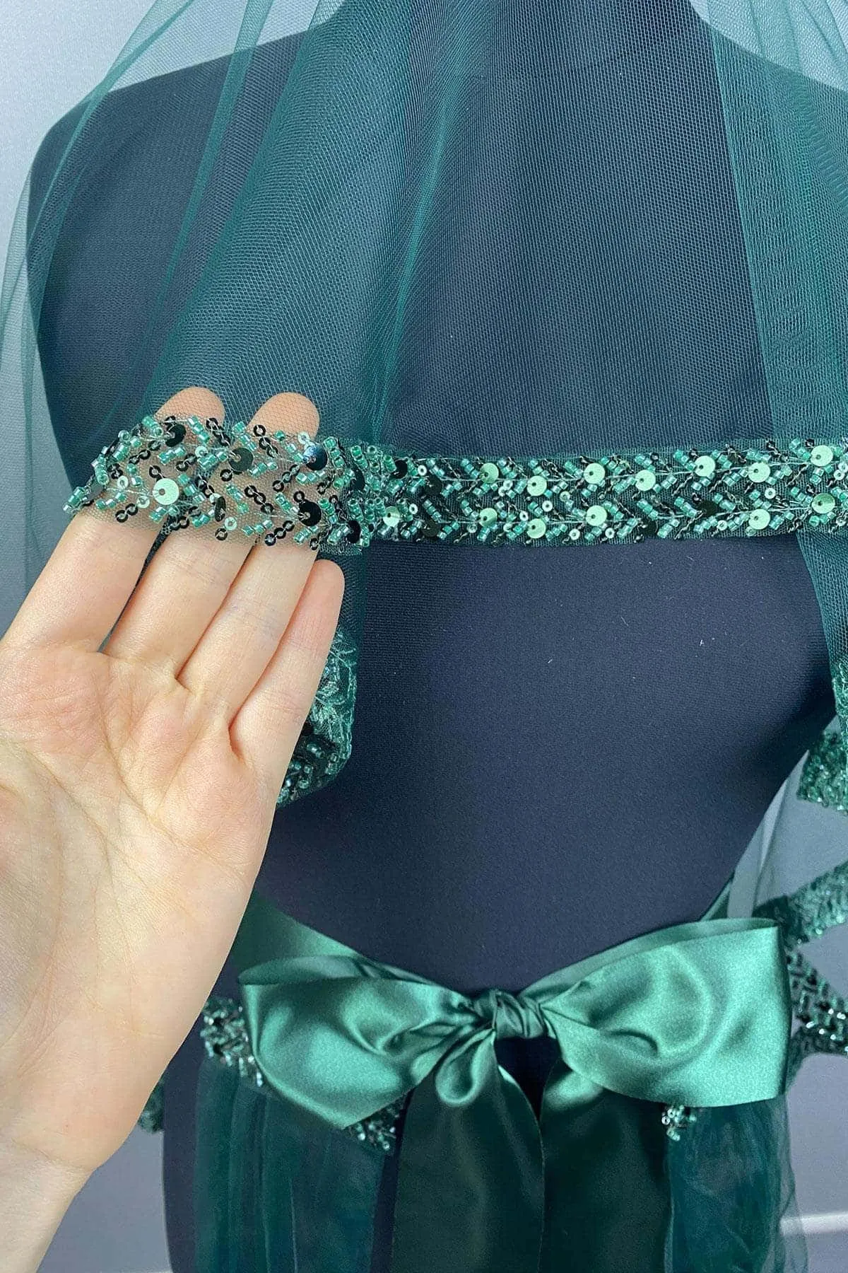 Beaded Sequined Bridal Veil