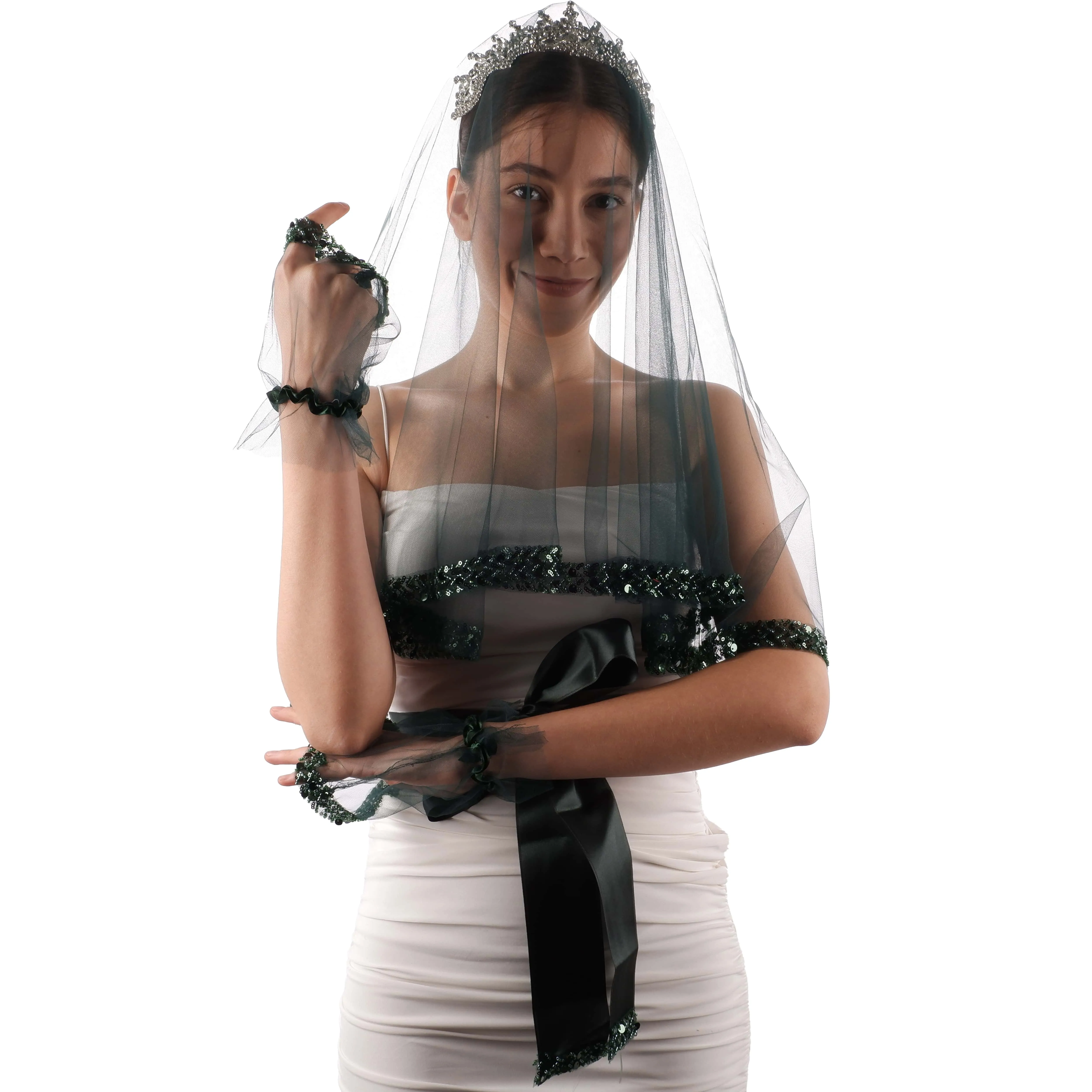 Beaded Sequined Bridal Veil
