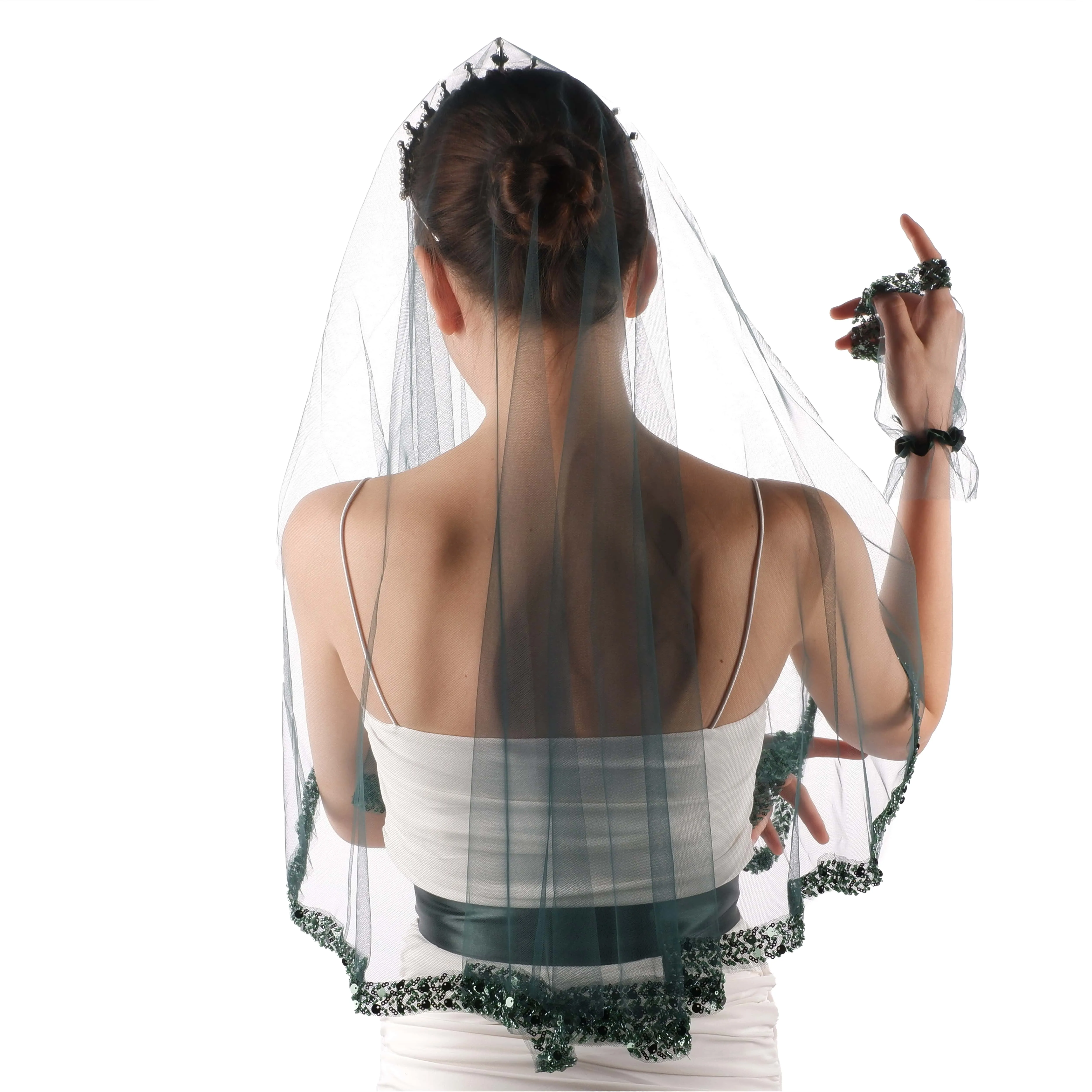 Beaded Sequined Bridal Veil