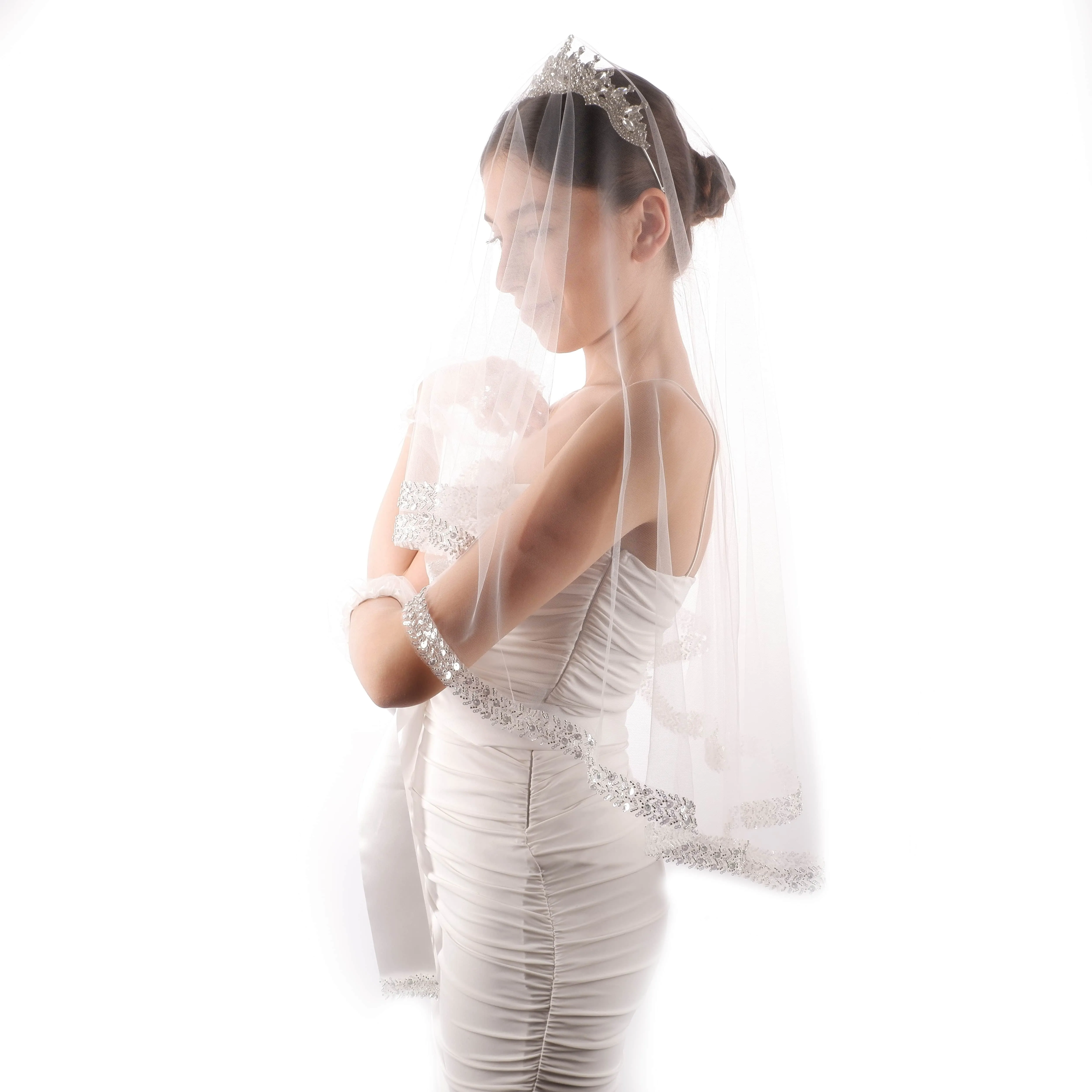 Beaded Sequined Bridal Veil