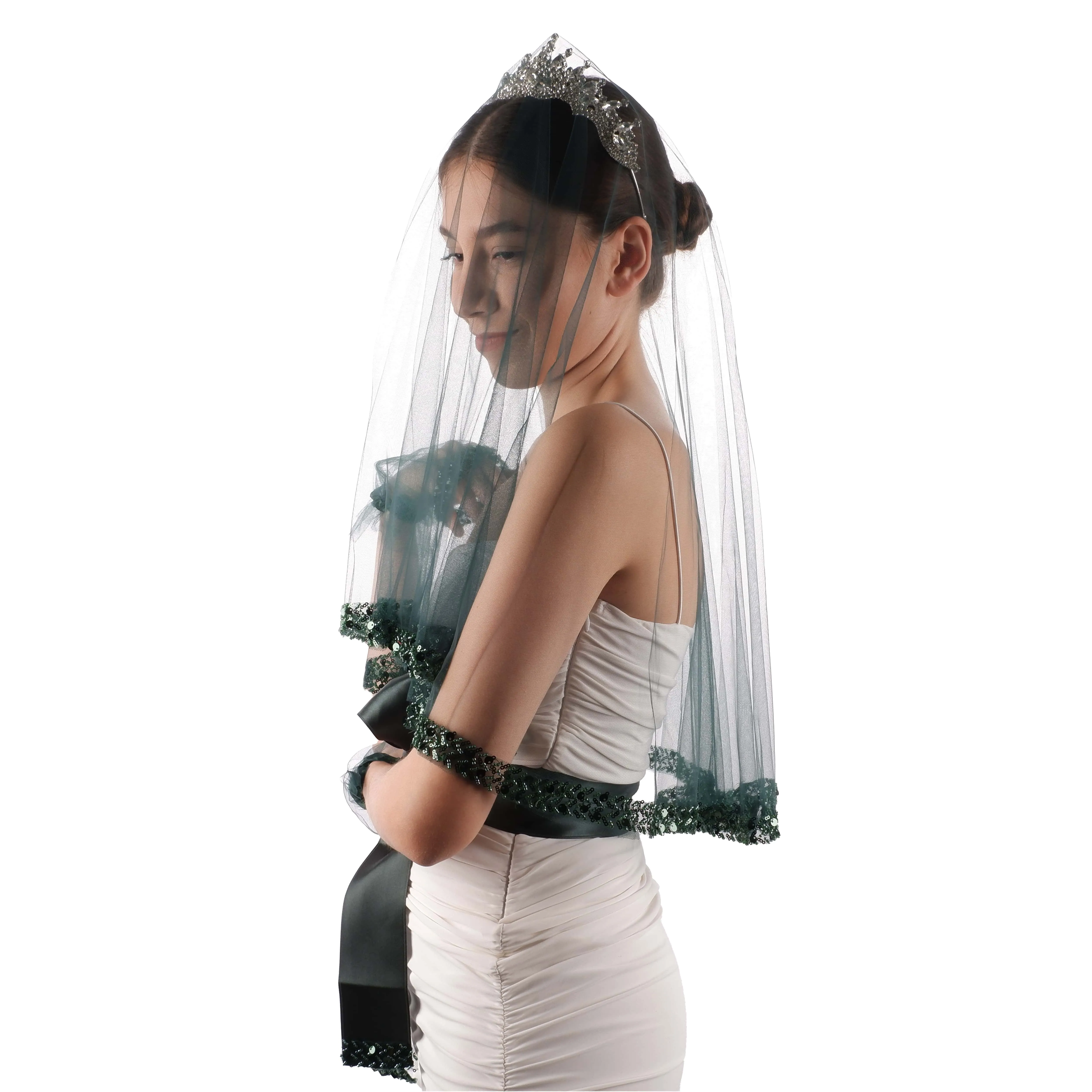 Beaded Sequined Bridal Veil