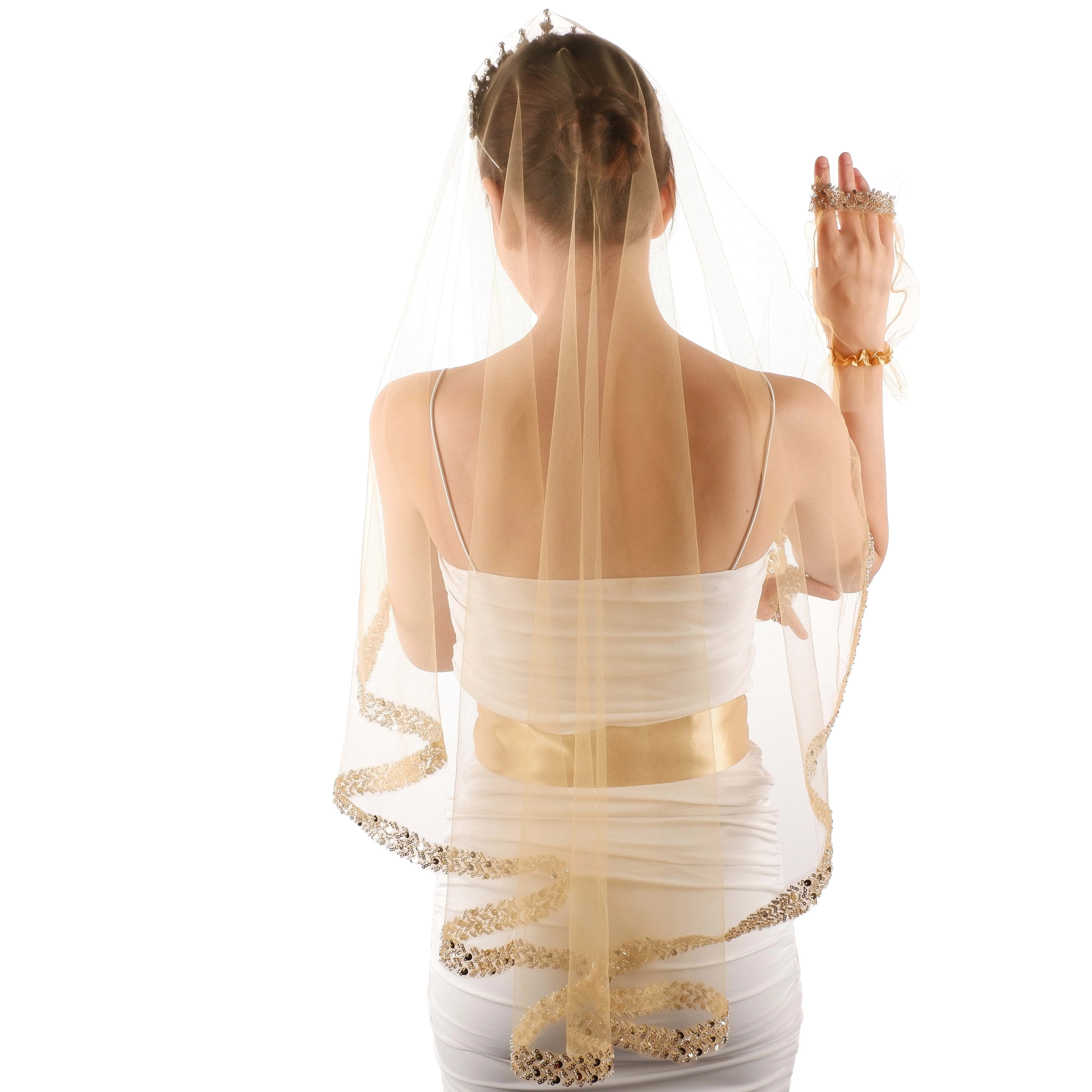 Beaded Sequined Bridal Veil