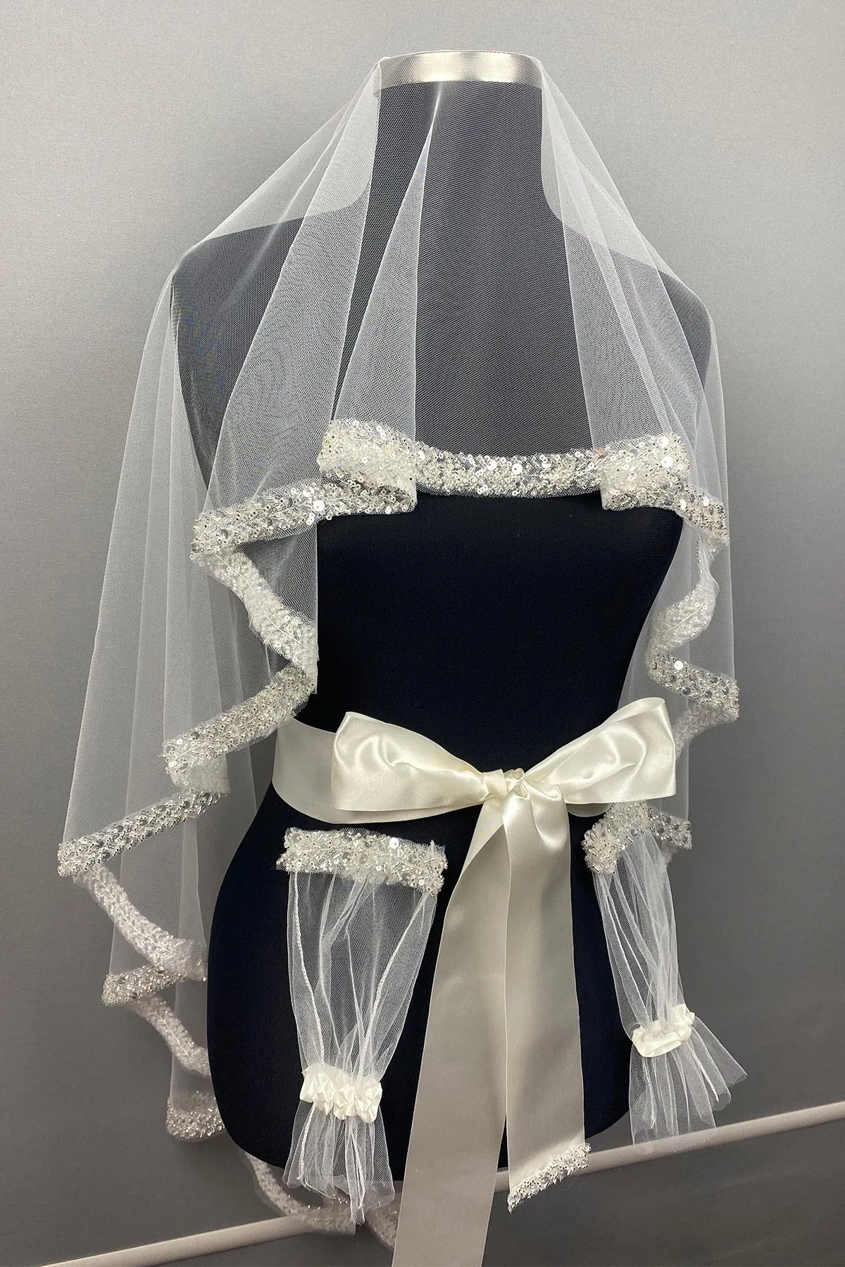 Beaded Sequined Bridal Veil