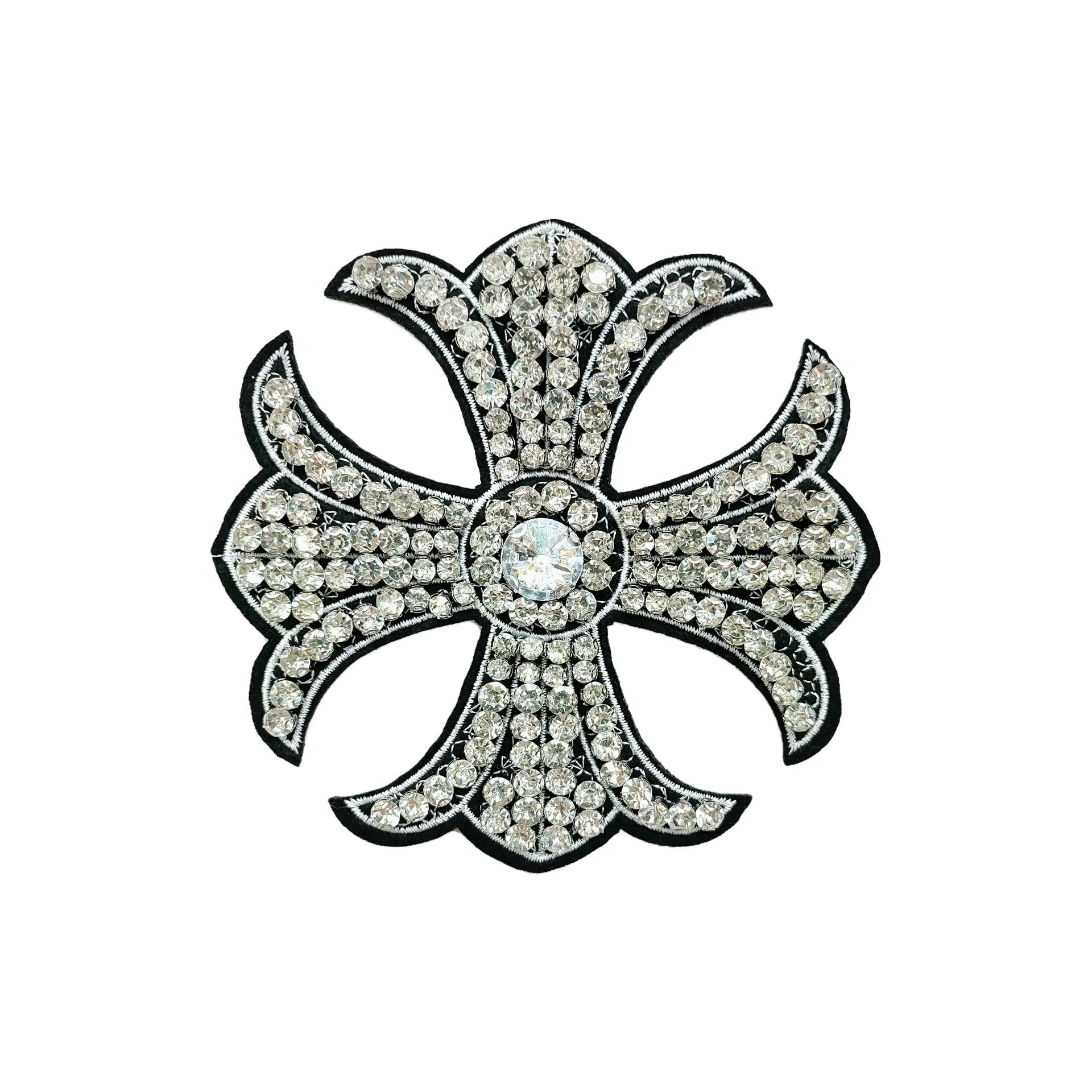 Beaded Vintage Cross Applique Rhinestone-Embellished 3D Patch 5 Pack