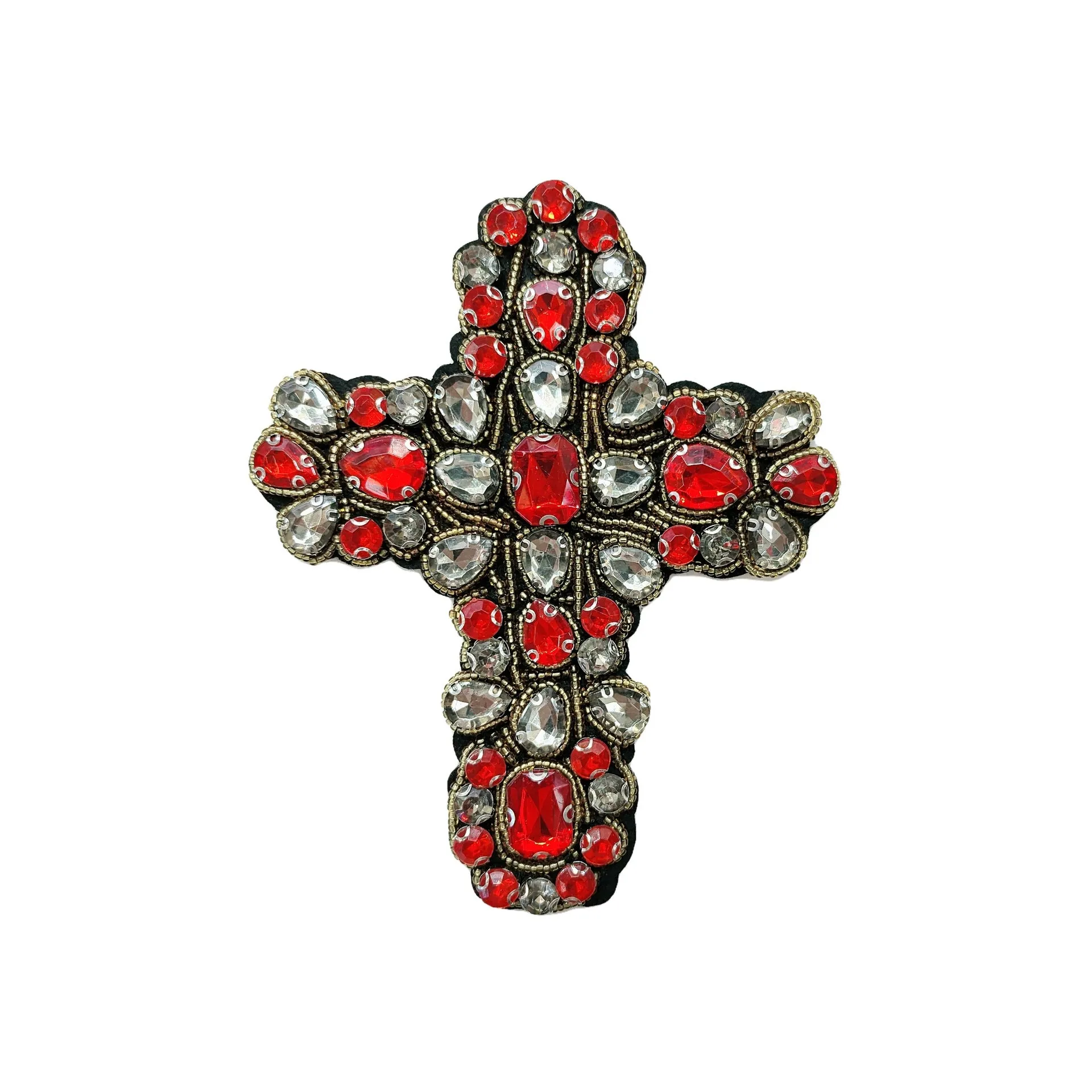 Beaded Vintage Cross Applique Rhinestone-Embellished 3D Patch 5 Pack