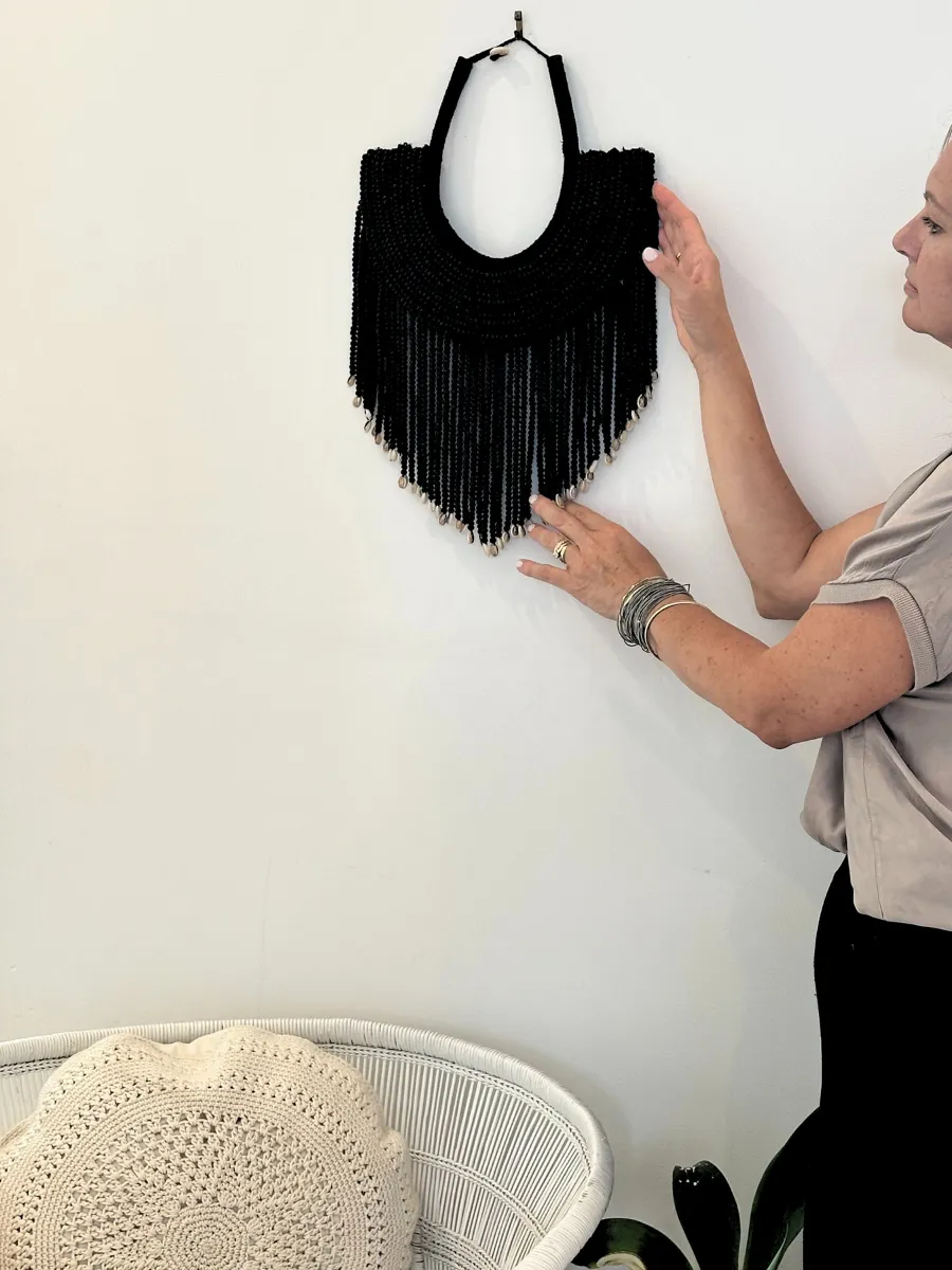 Beaded Wall Hanging - Black - New!