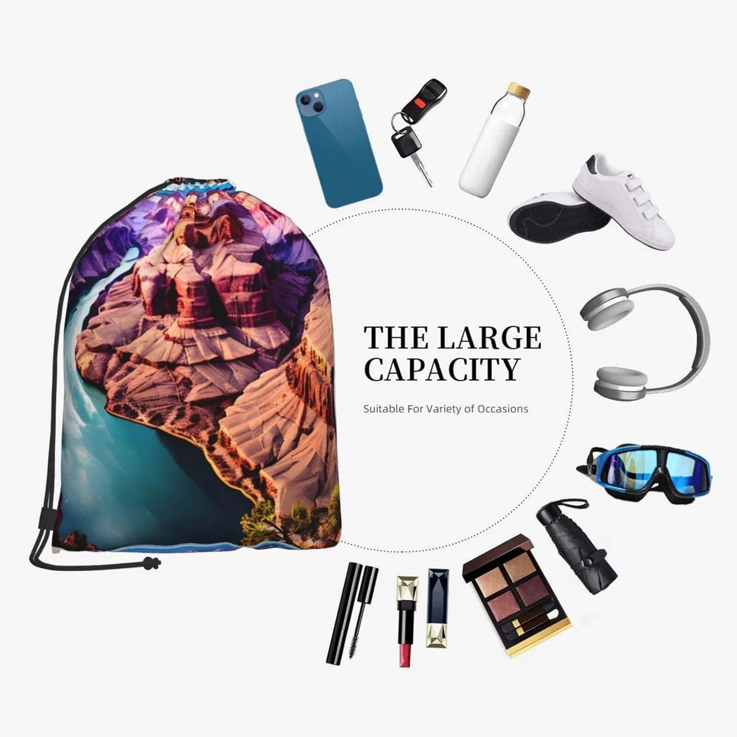 Beauty Grand Canyon Drawstring Cinch Backpack Polyester Sack Pack String Bag For Hiking Camping Adventure