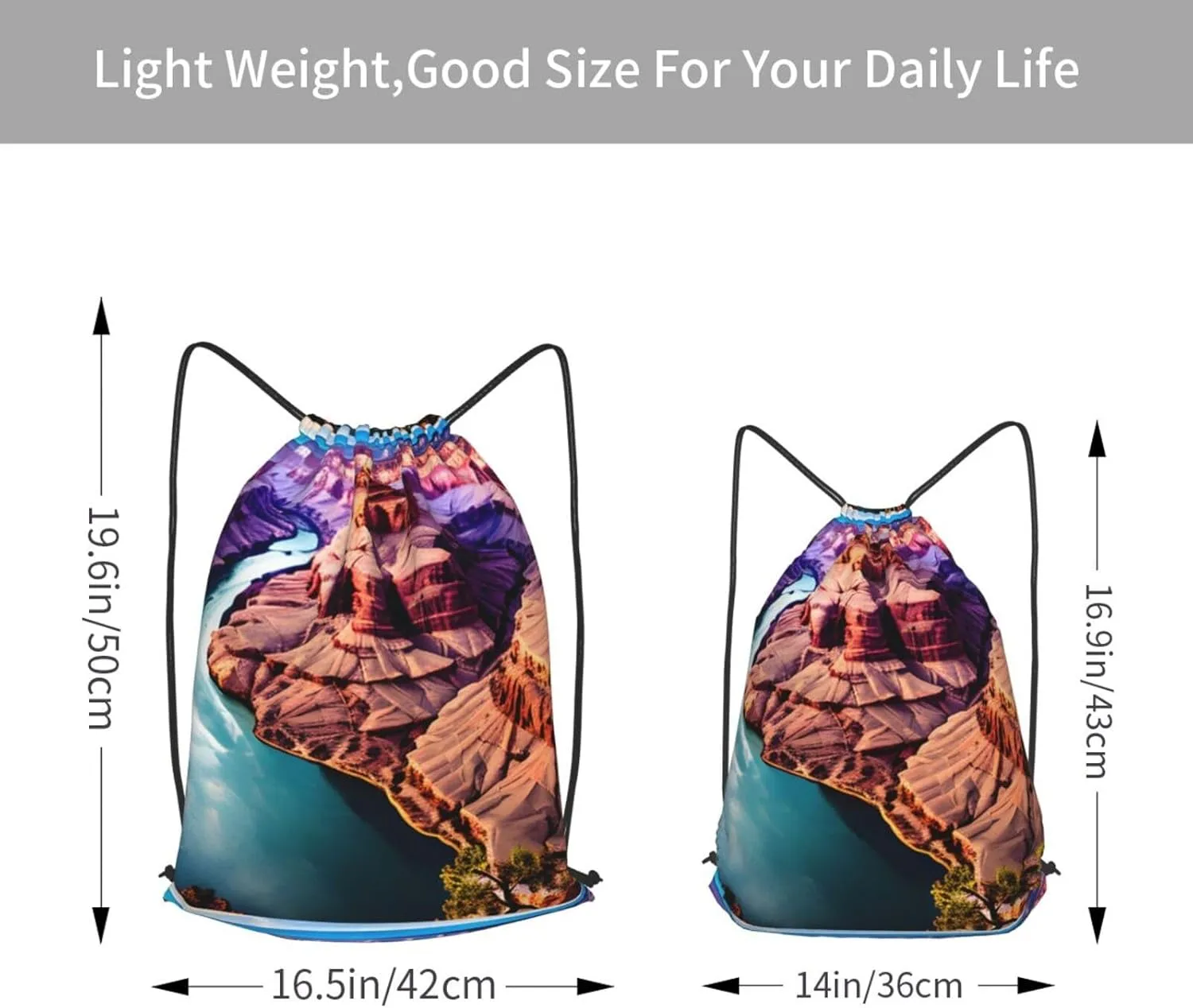 Beauty Grand Canyon Drawstring Cinch Backpack Polyester Sack Pack String Bag For Hiking Camping Adventure