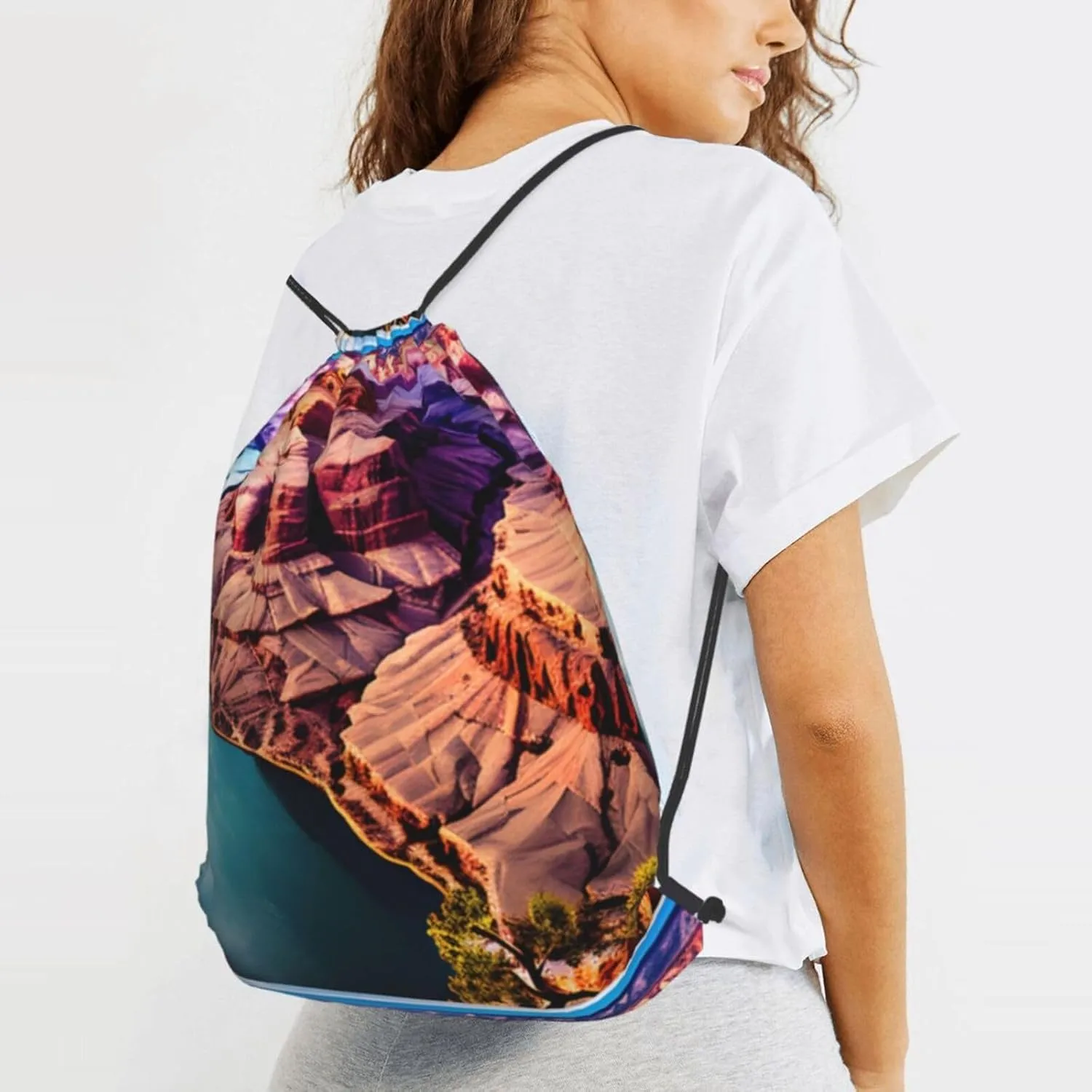 Beauty Grand Canyon Drawstring Cinch Backpack Polyester Sack Pack String Bag For Hiking Camping Adventure