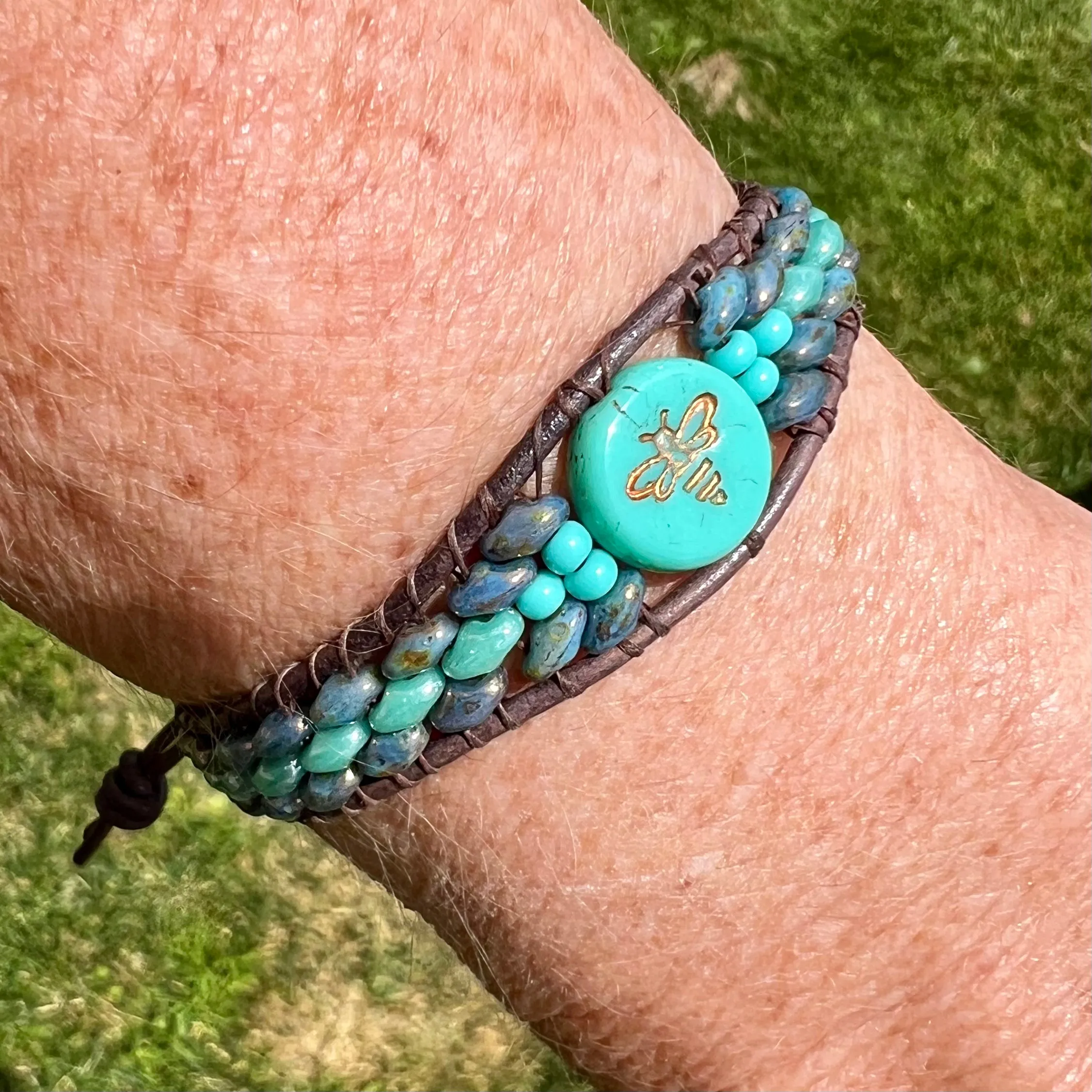 “Bee Happy” turquoise bracelet