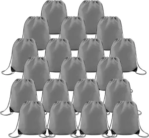 BeeGreen 20 Pieces Gray Drawstring Backpack Bags Bulk Nylon Gym Backpacks Cinch Sinch Christmas Bag for DIY Travel Sports Sack Personlized Sackpacks for Heat Vinyl