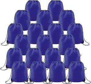 BeeGreen 20 Pieces Royal Blue Drawstring Backpack Bags Bulk Large Personalized Christmas String Bag Perfect for DIY Gym Cinch Sack Solid for Women and Men