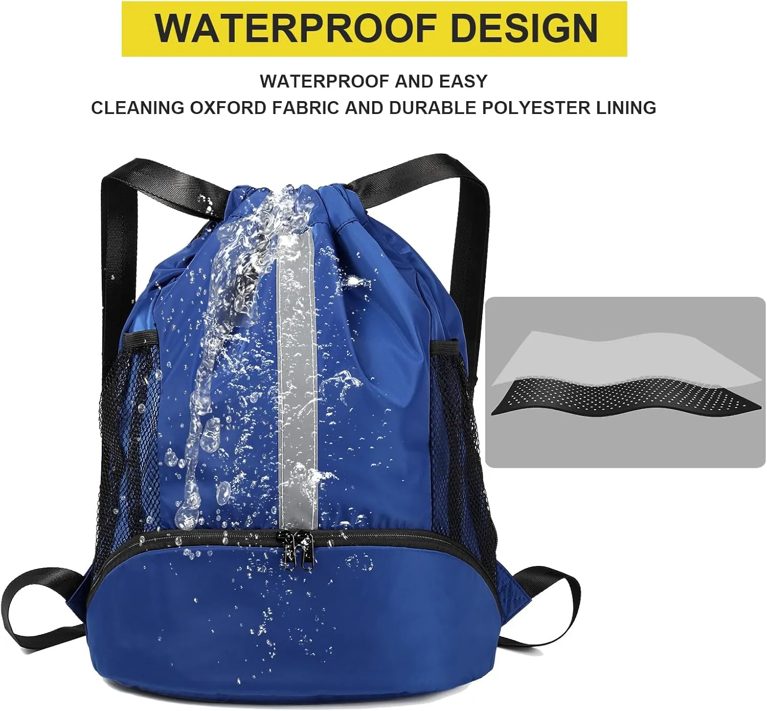 BeeGreen Drawstring Backpack Sports Gym Bag With Shoe Compartment and Two Water Bottle Holder …