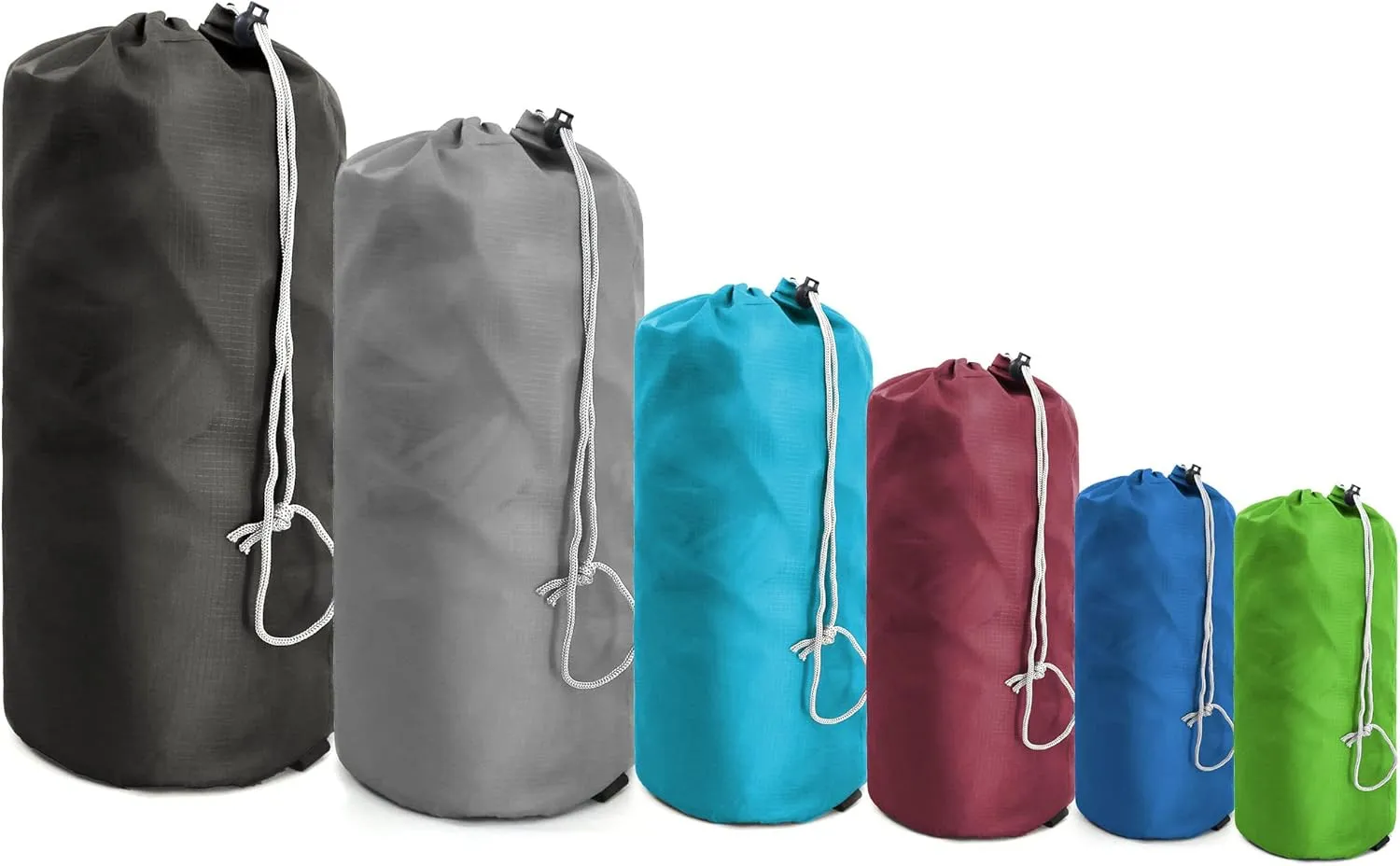 BeeGreen Small-Drawstring Pouch-Bags 6 Pack with Dust Flap Stuff Sack Bags for Travel, Camping, Outdoor Products
