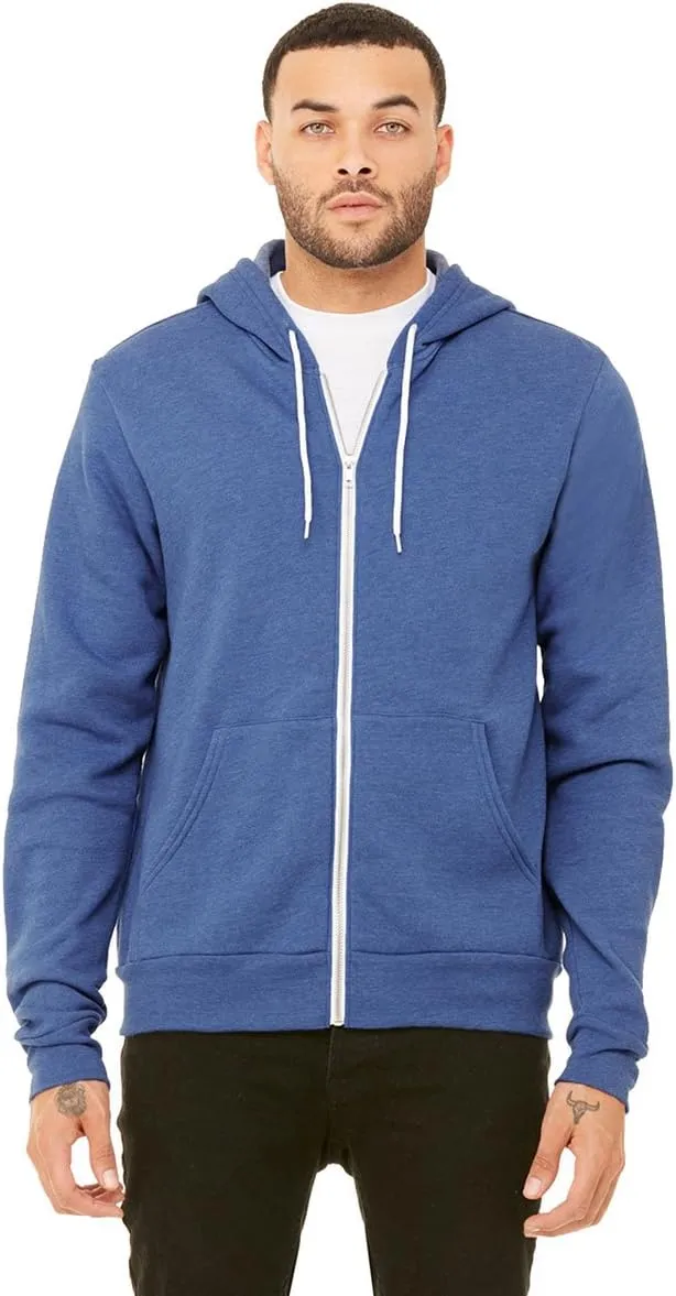 Bella   Canvas Unisex Poly-Cotton Fleece Full-Zip Hoodie M HEATHER TRU ROYL