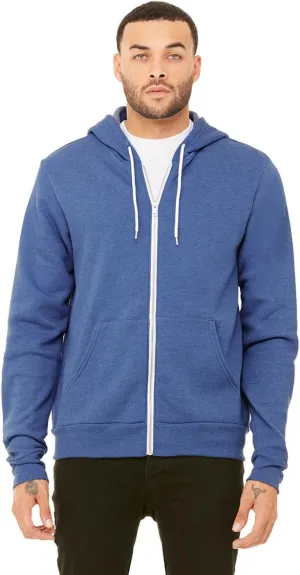 Bella   Canvas Unisex Poly-Cotton Fleece Full-Zip Hoodie M HEATHER TRU ROYL