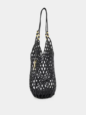 Black Beaded Hobo Shoulder Bag