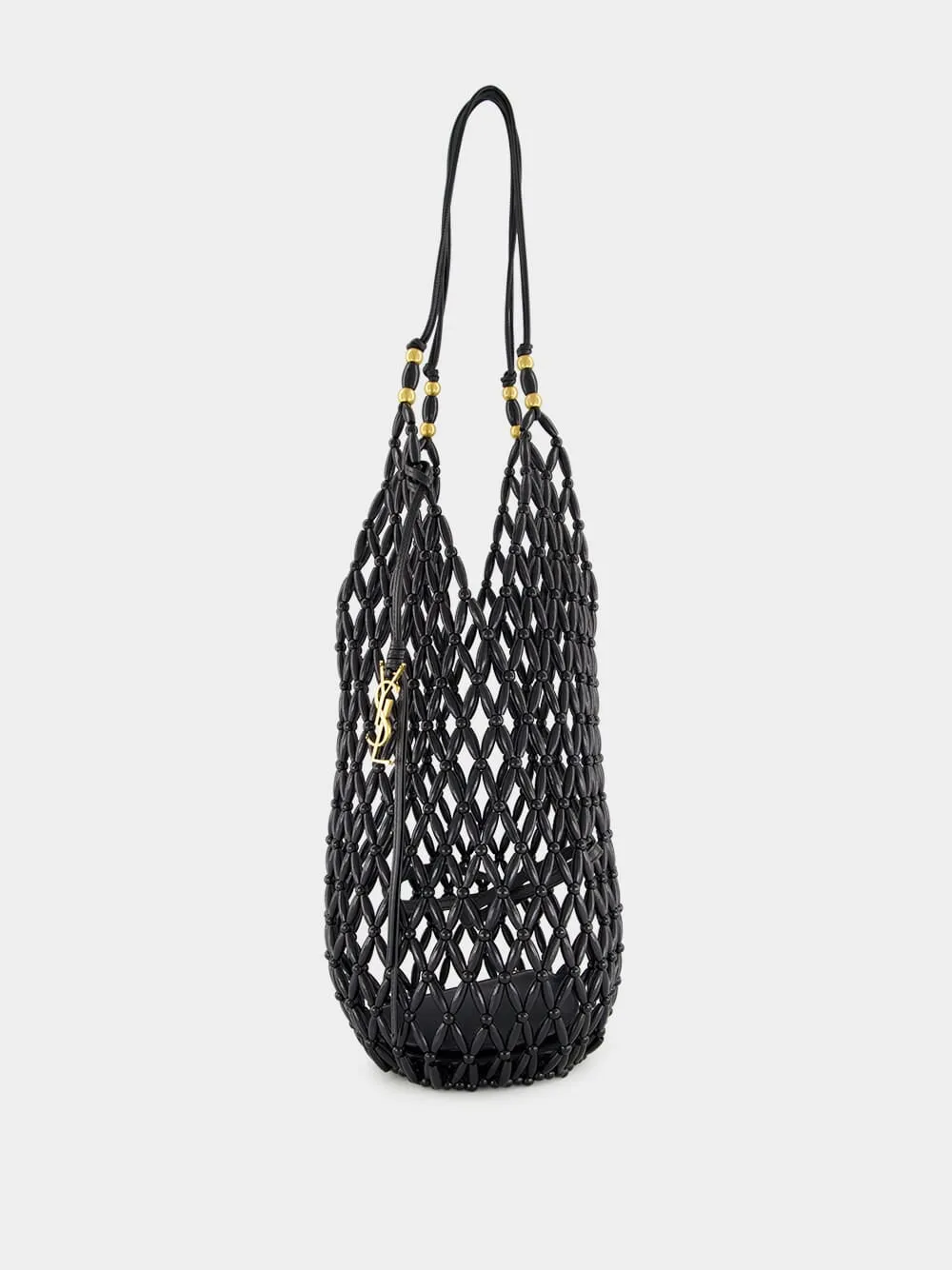 Black Beaded Hobo Shoulder Bag