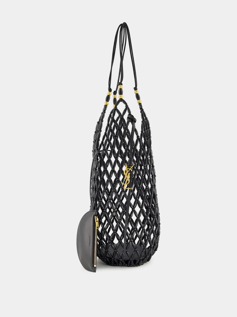 Black Beaded Hobo Shoulder Bag