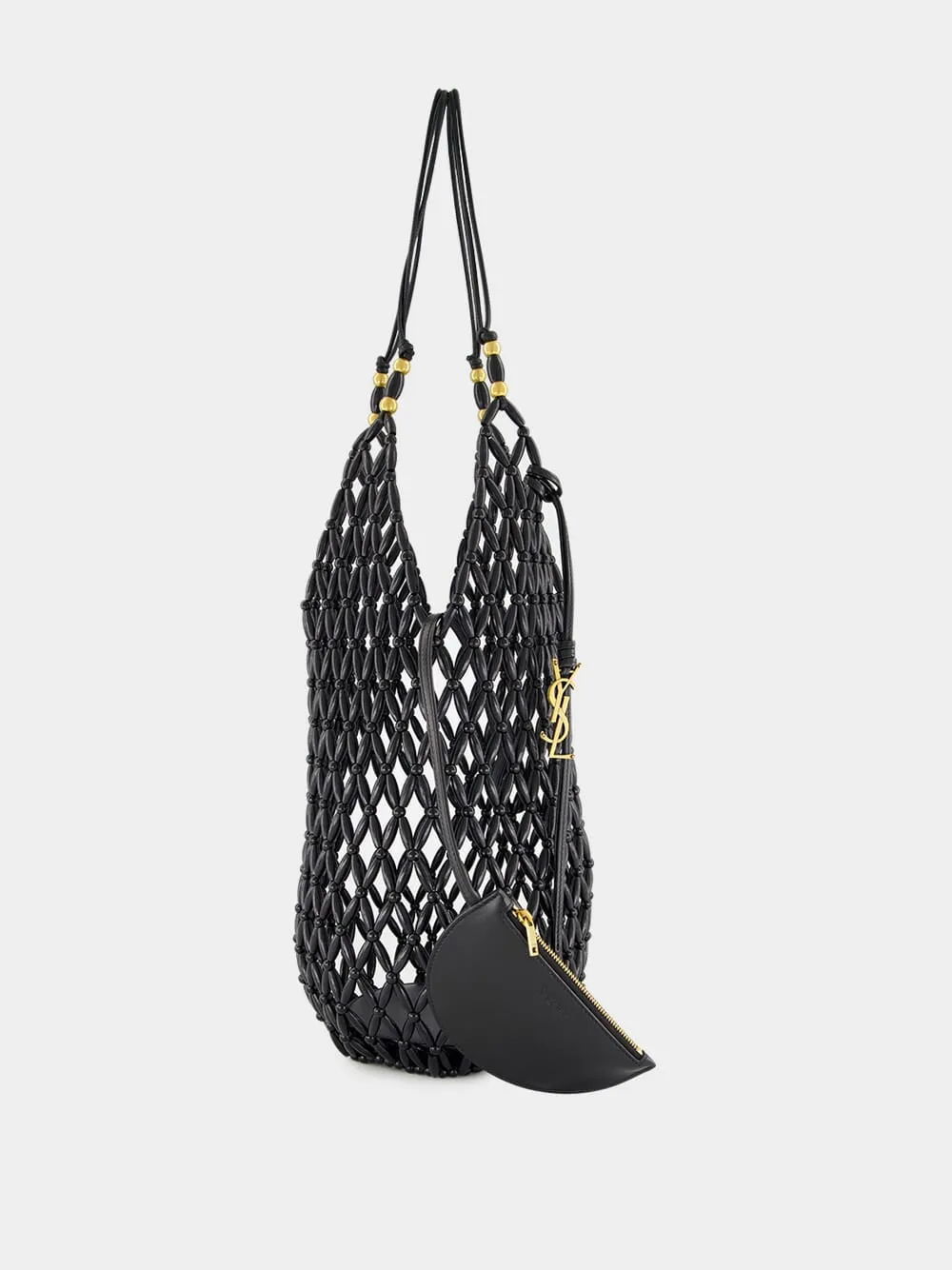 Black Beaded Hobo Shoulder Bag