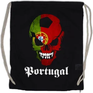 Black Classic Football Soccer Portugal Skull Flag Drawstring Bag Gym Sack