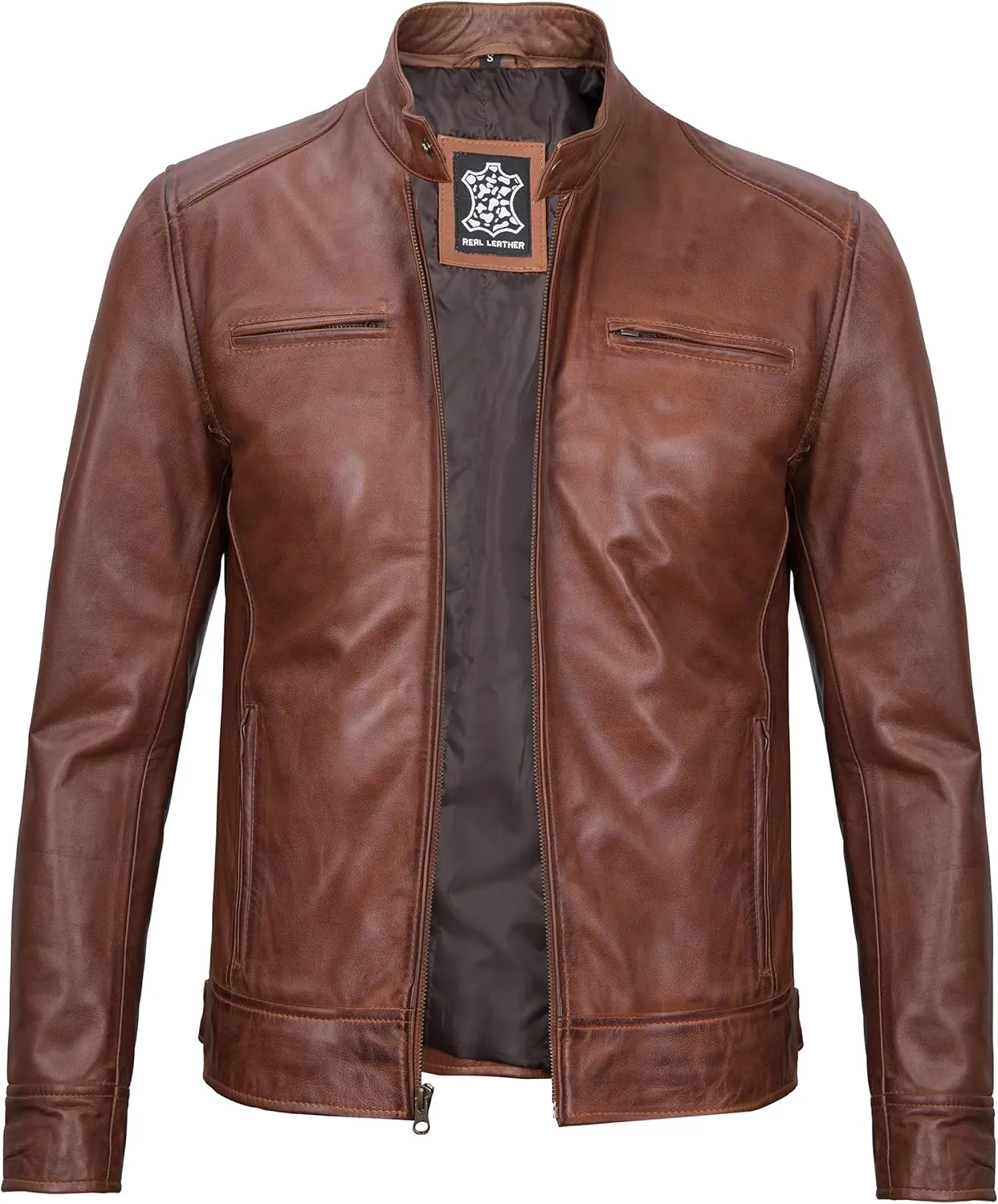 Blingsoul Leather Jackets For Men - Real Lambskin Motorcycle Style Mens Leather Jacket