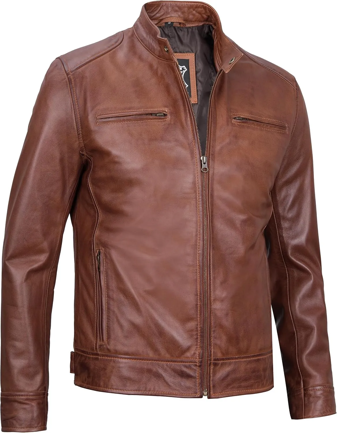 Blingsoul Leather Jackets For Men - Real Lambskin Motorcycle Style Mens Leather Jacket