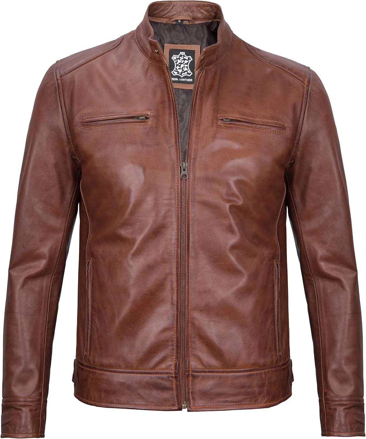 Blingsoul Leather Jackets For Men - Real Lambskin Motorcycle Style Mens Leather Jacket
