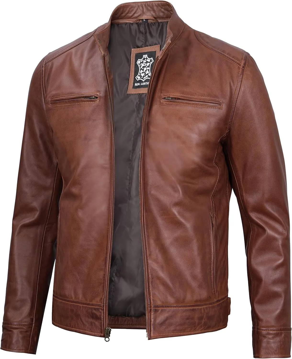 Blingsoul Leather Jackets For Men - Real Lambskin Motorcycle Style Mens Leather Jacket
