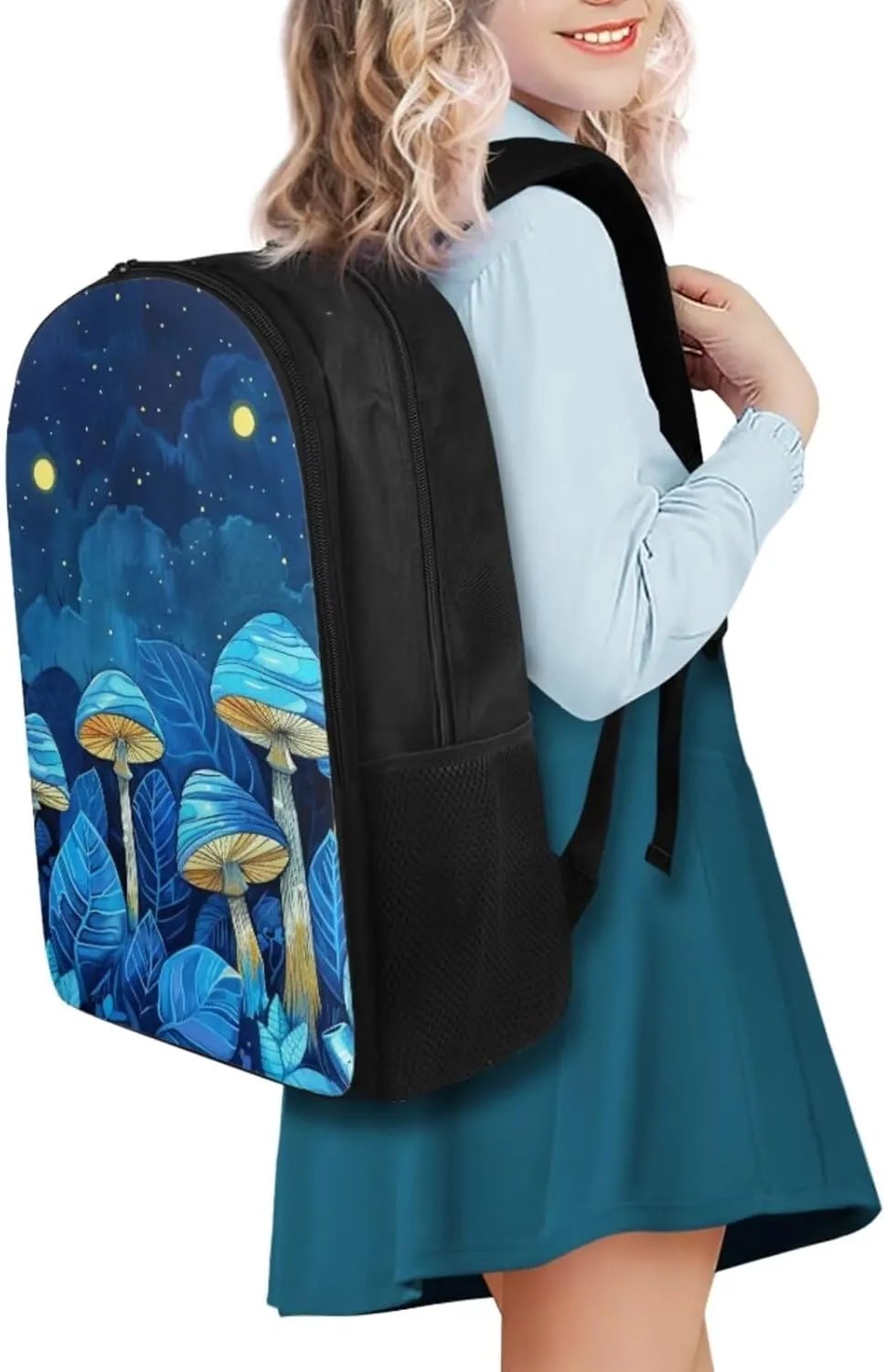 Blue Mushroom Backpack for School Girls With Lunch Bag School Bags for Teen Boys Back to School Personalized Bookbag for Girls School Backpack,Travel/Picnic Backpack