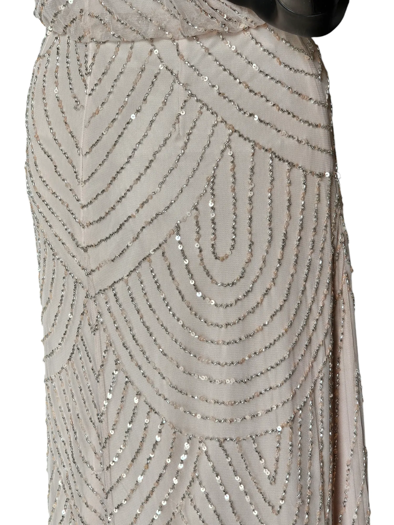 Blush Adrianna Papell Beaded Formal Gown