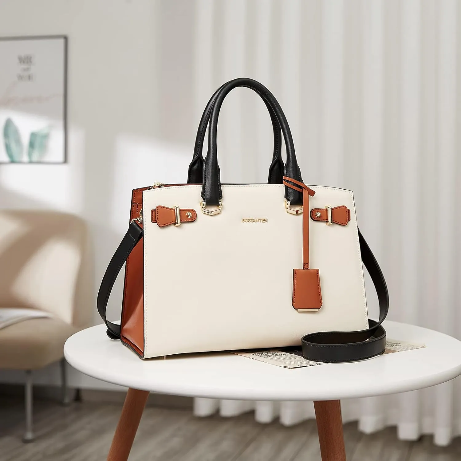 BOSTANTEN Women Leather Handbag Designer Satchel Purses Top Handle Shoulder Totes Crossbody Bag