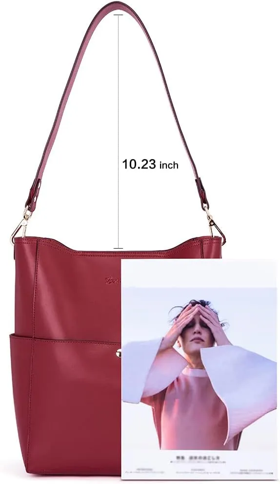 BOSTANTEN Women's Leather Designer Handbags Tote Purses Shoulder Bucket Bags
