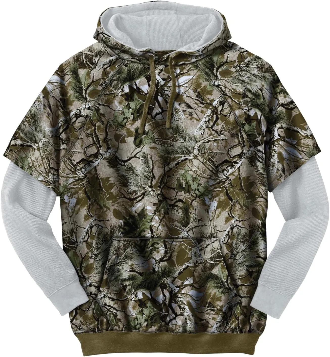 Boulder Creek by KingSize Men's Big & Tall Tall Thermal-Lined Layered Look Hoodie