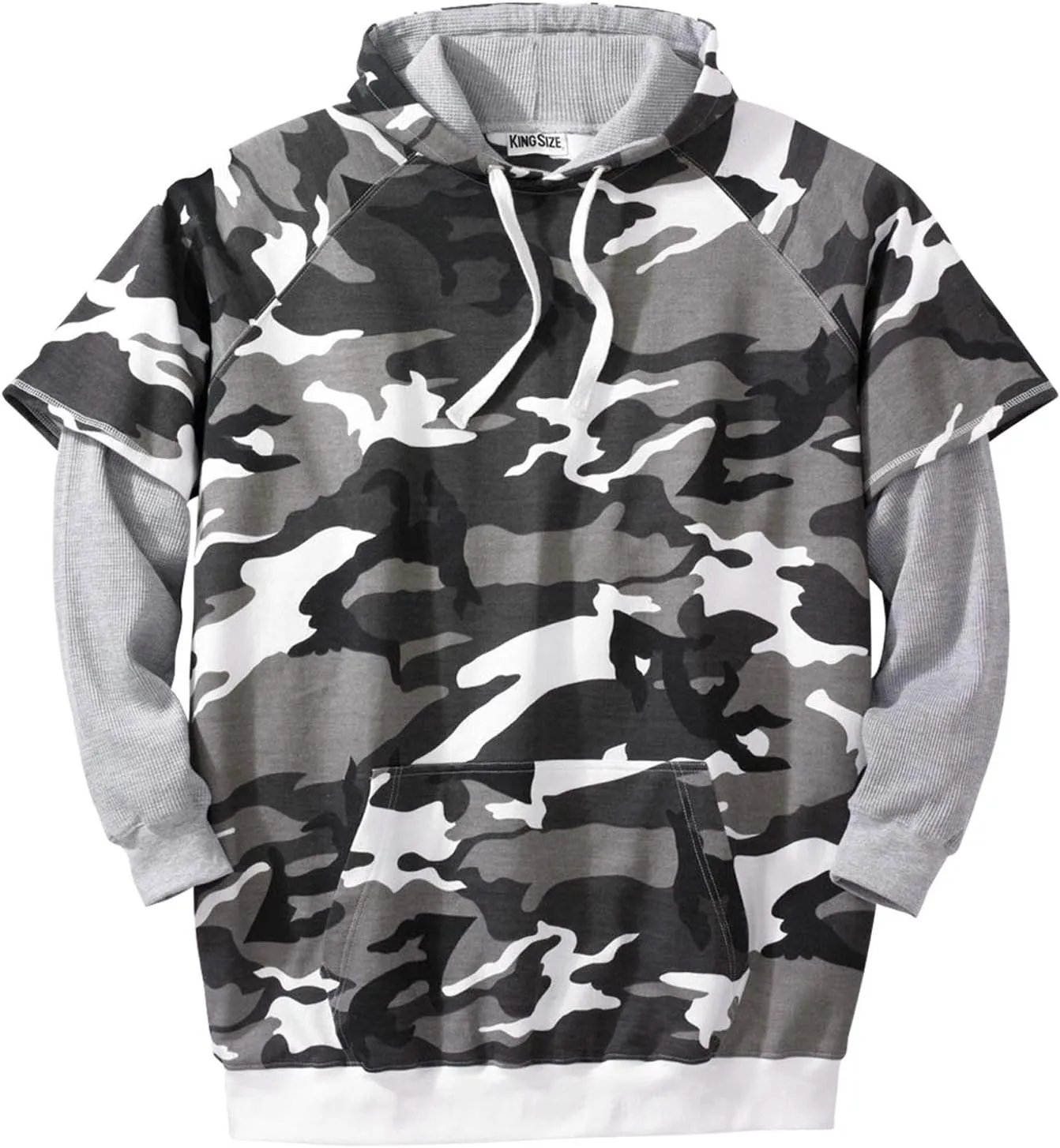 Boulder Creek by KingSize Men's Big & Tall Tall Thermal-Lined Layered Look Hoodie
