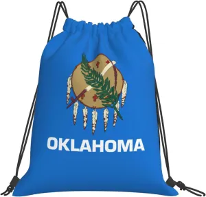 BREAUX Oklahoma State Flag print Leisure drawstring backpack, fitness bag, foldable fit for sports travel and daily use