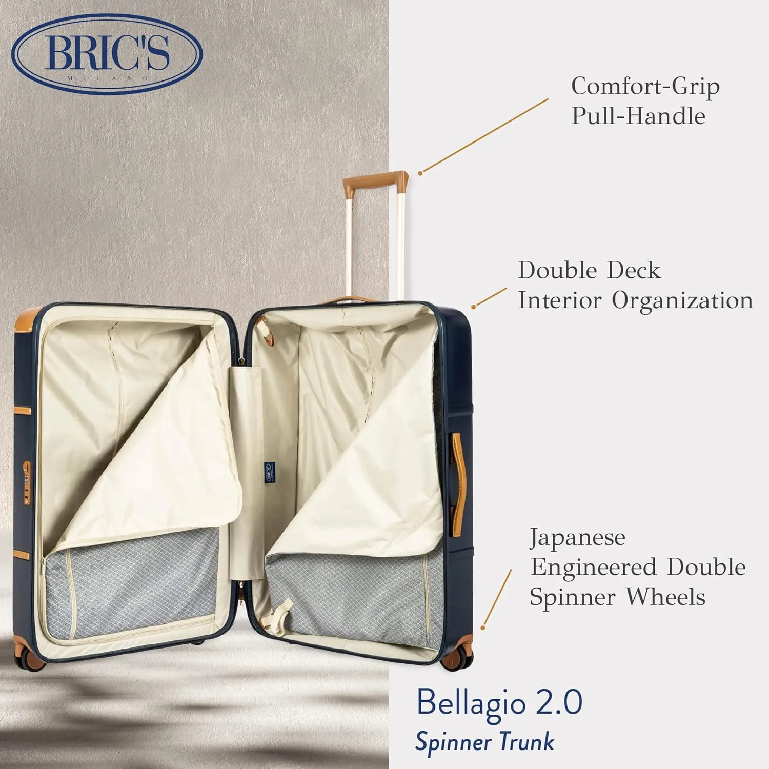 Bric's Bellagio 2.0 Spinner Trunk - 30 Inch - Luxury Bags for Women and Men - TSA Approved Luggage - Blue