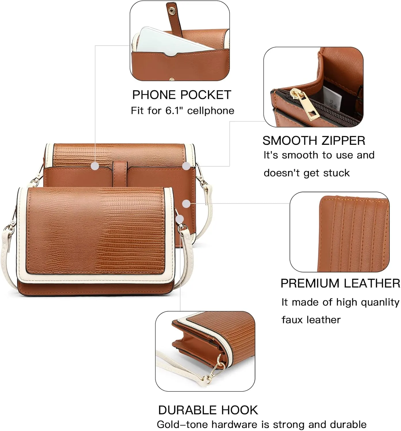 BROMEN Crossbody Bags for Women Small Cell Phone Shoulder Bag Wristlet Wallet Clutch Purse