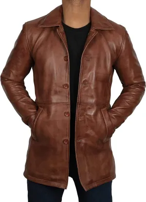 Brown Leather Jacket Men - Natural Distressed Leather Jackets for Men