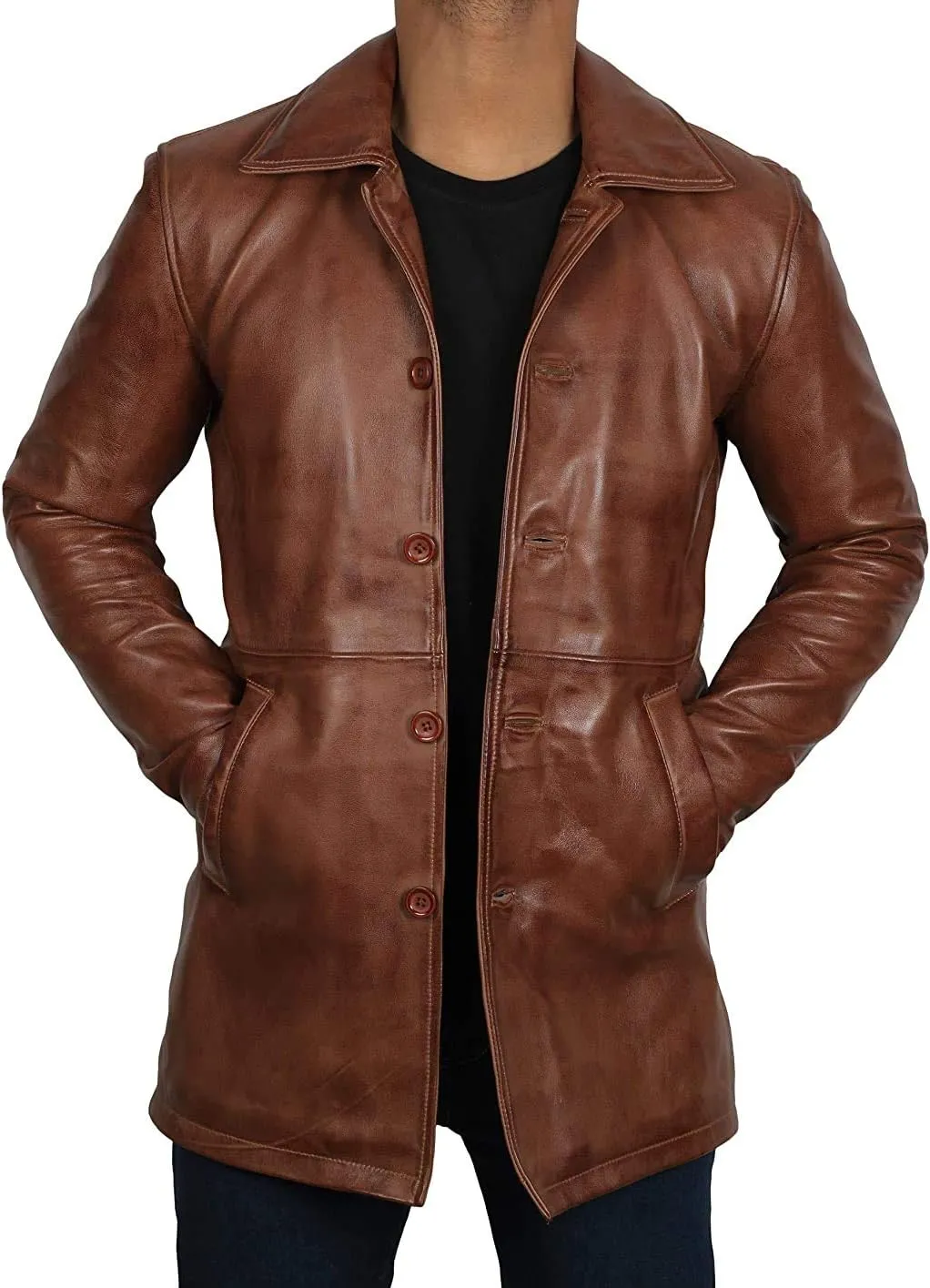 Brown Leather Jacket Men - Natural Distressed Leather Jackets for Men