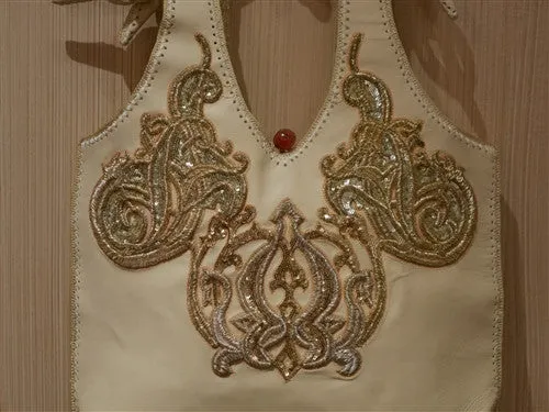 Buba Blonde Gold Embroidered Tote Handbag