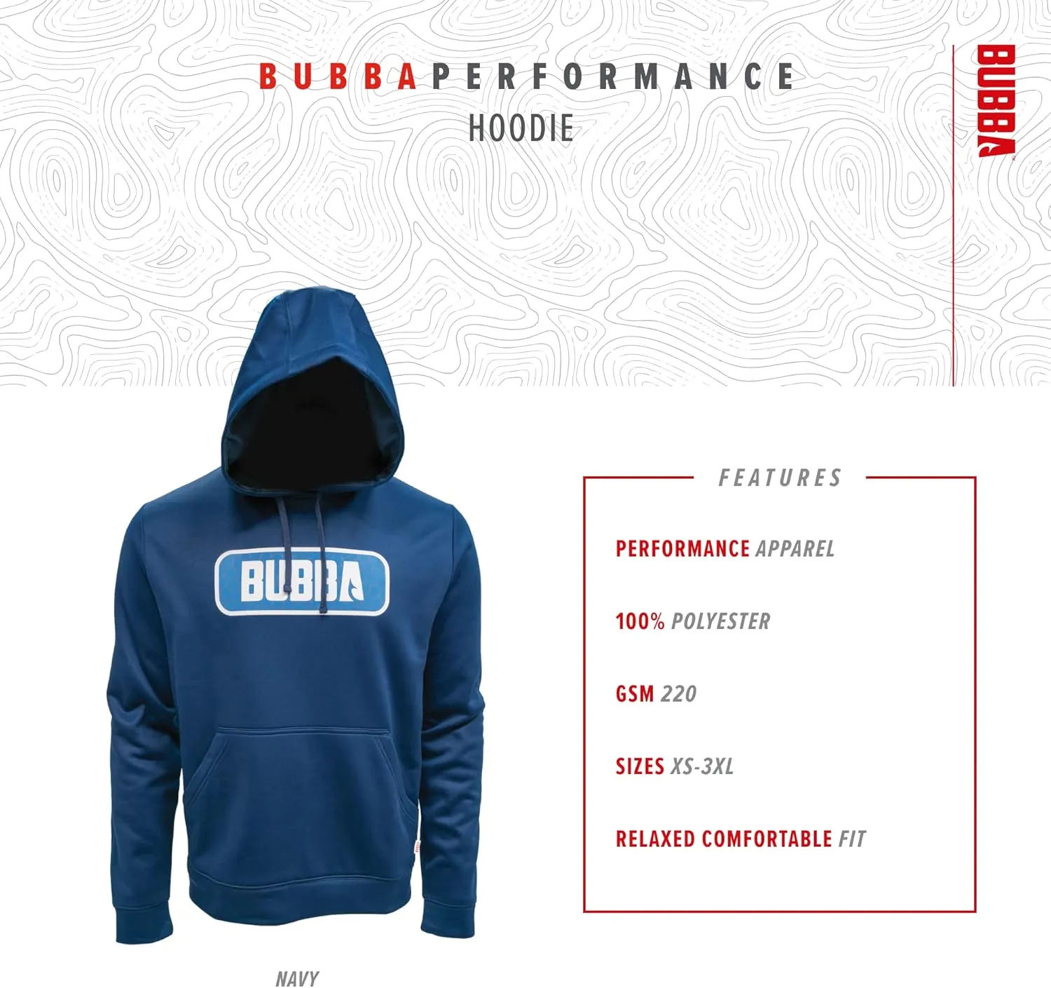 BUBBA Performance Fishing Hoodie with Moisture Repellent - UPF 50  Sun Protection - Moisture Wicking - Fishing, Hiking