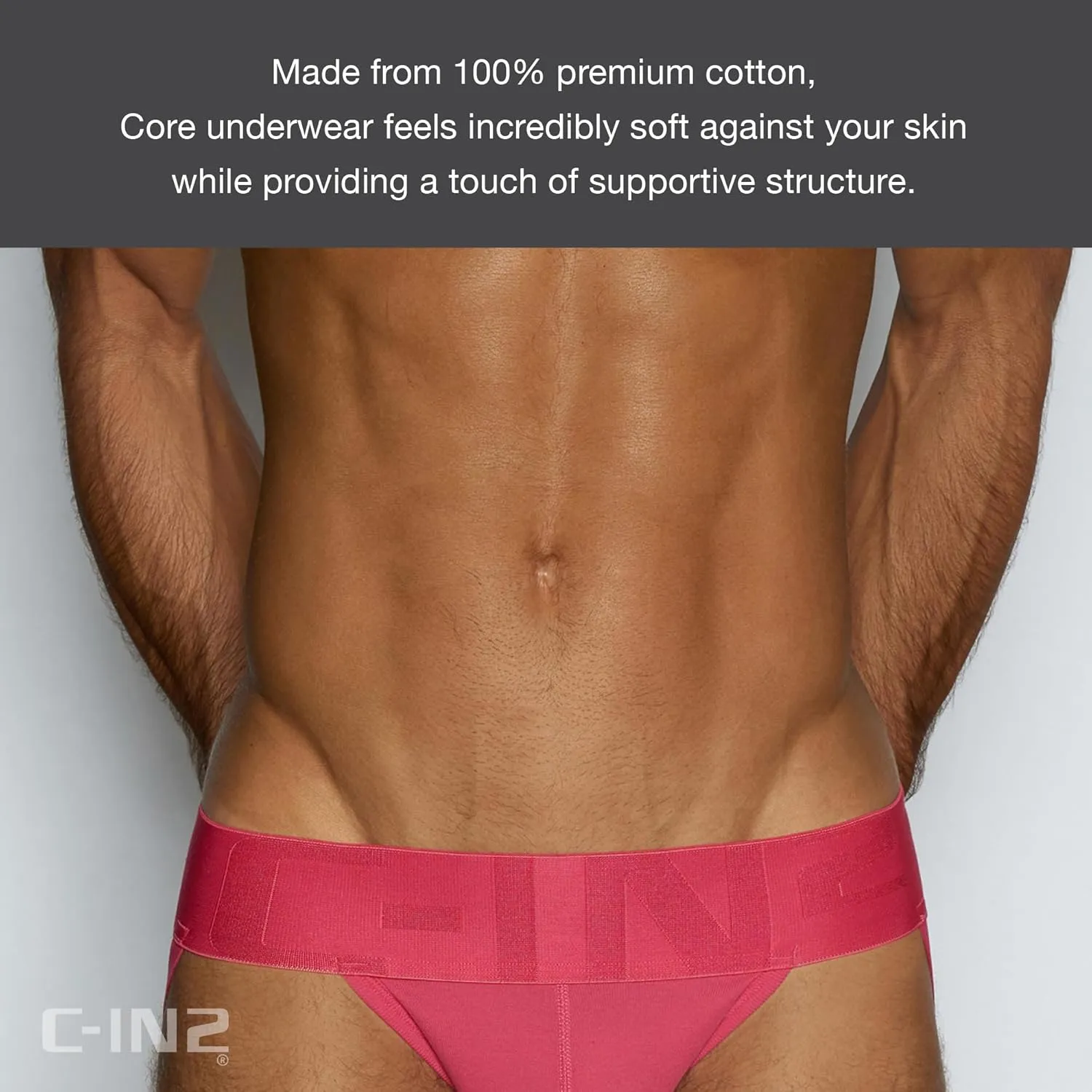 C-IN2 Core Jockstrap - Black Men's Underwear Center-Seam Contour Pouch Support - 100% Cotton