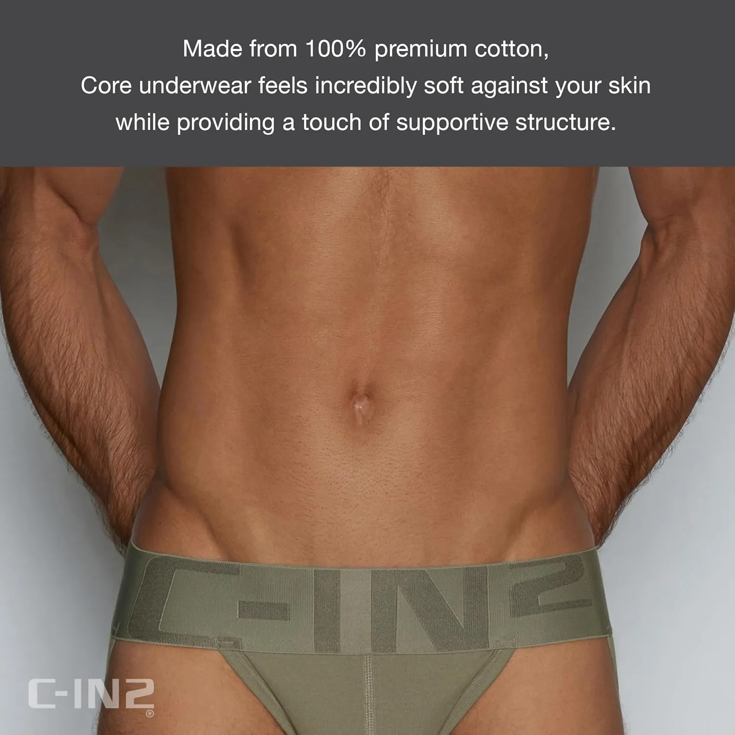 C-IN2 Core Jockstrap - Black Men's Underwear Center-Seam Contour Pouch Support - 100% Cotton
