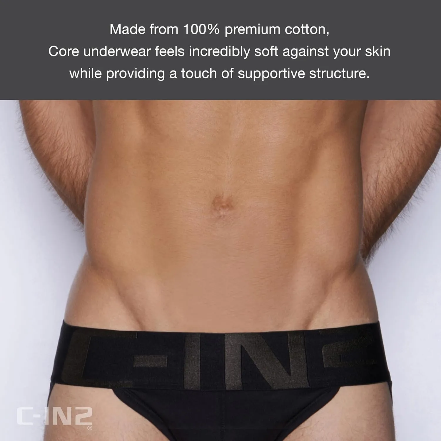C-IN2 Core Jockstrap - Black Men's Underwear Center-Seam Contour Pouch Support - 100% Cotton