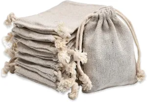 calary 100pcs Double Canvas Drawstring Bag Cotton Pouch Gift Sachet Bags Muslin Bag Reusable Tea Bag 2.75x4 Inch